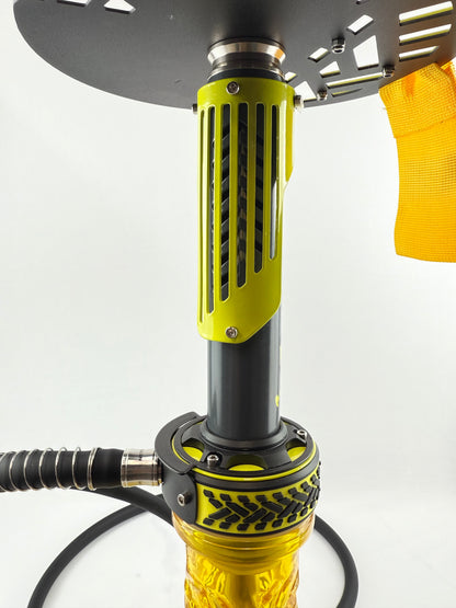 23" Mona Assorted Grooved Glass Base Multicolor Metal Body Single Hose Hookah