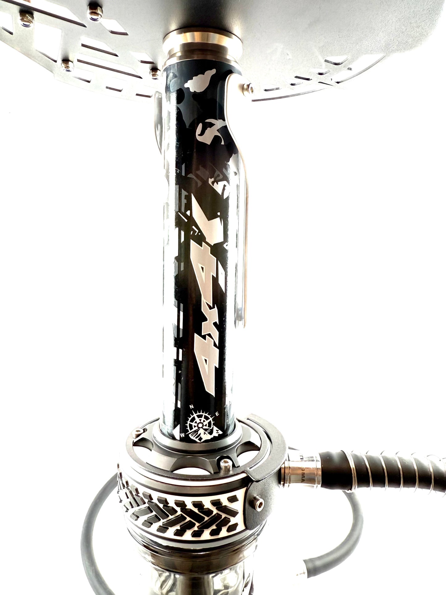23" Mona Assorted Grooved Glass Base Multicolor Metal Body Single Hose Hookah