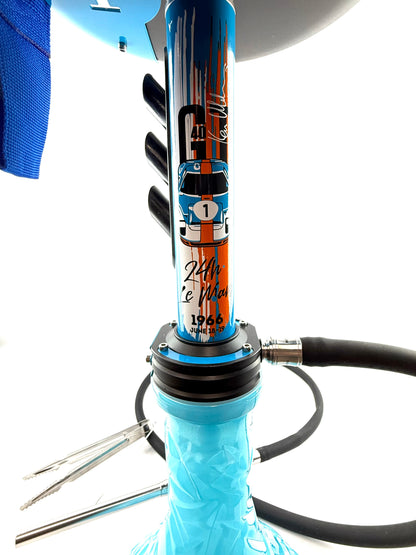 23" Mona Assorted Grooved Glass Base Metal Single Hose Hookah