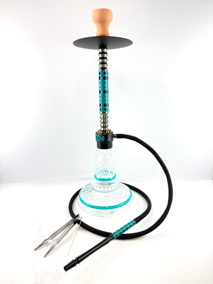 28" Mona Grooved Glass Base Modern Style Dual Color Single Hose Hookah