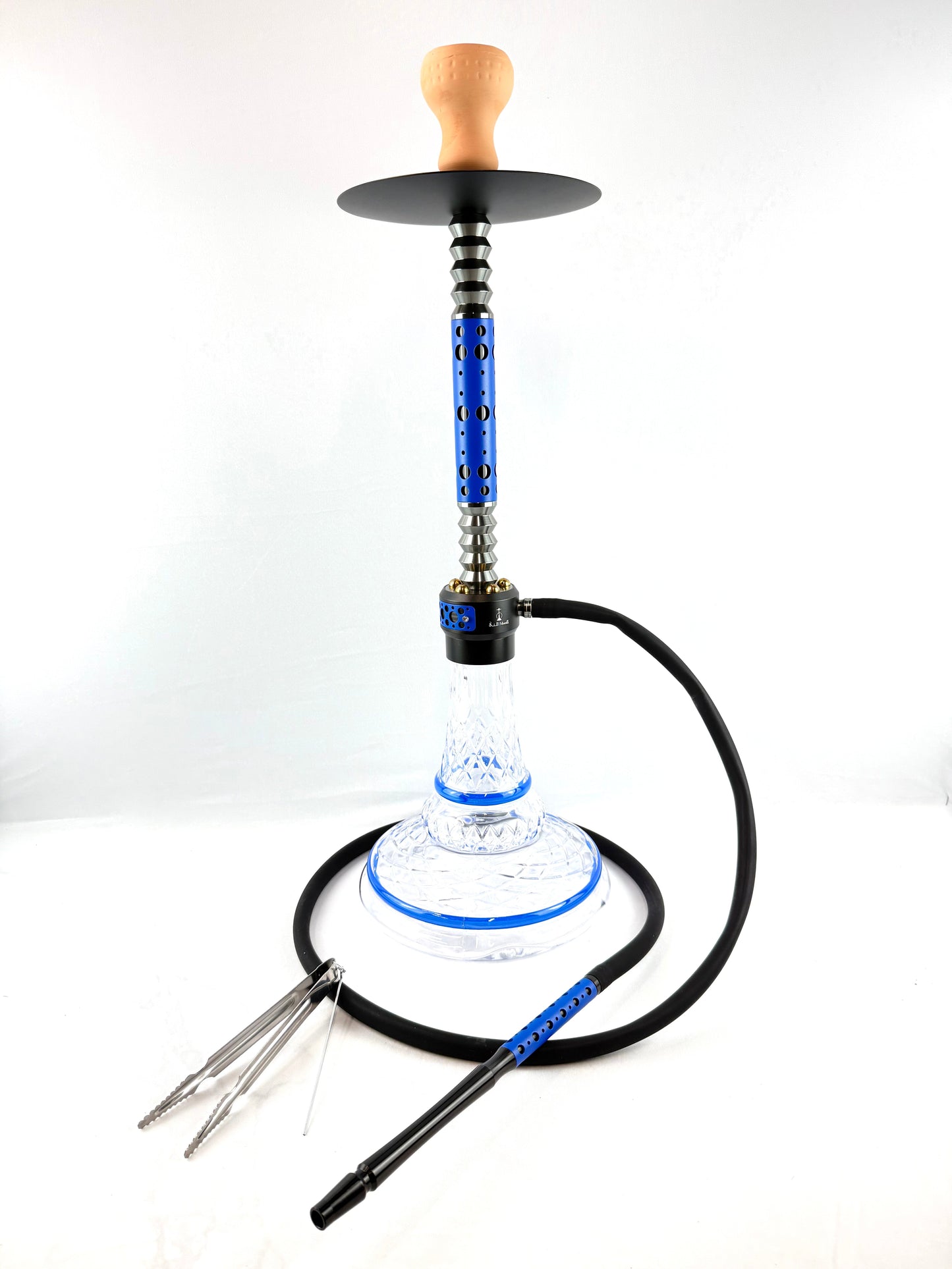 28" Mona Grooved Glass Base Modern Style Dual Color Single Hose Hookah