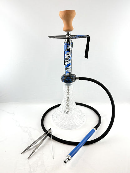23" Mona Grooved Glass Base Camo Style Body Single Hose Hookah