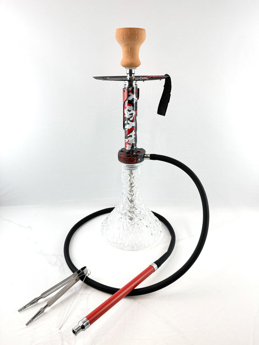 23" Mona Grooved Glass Base Camo Style Body Single Hose Hookah