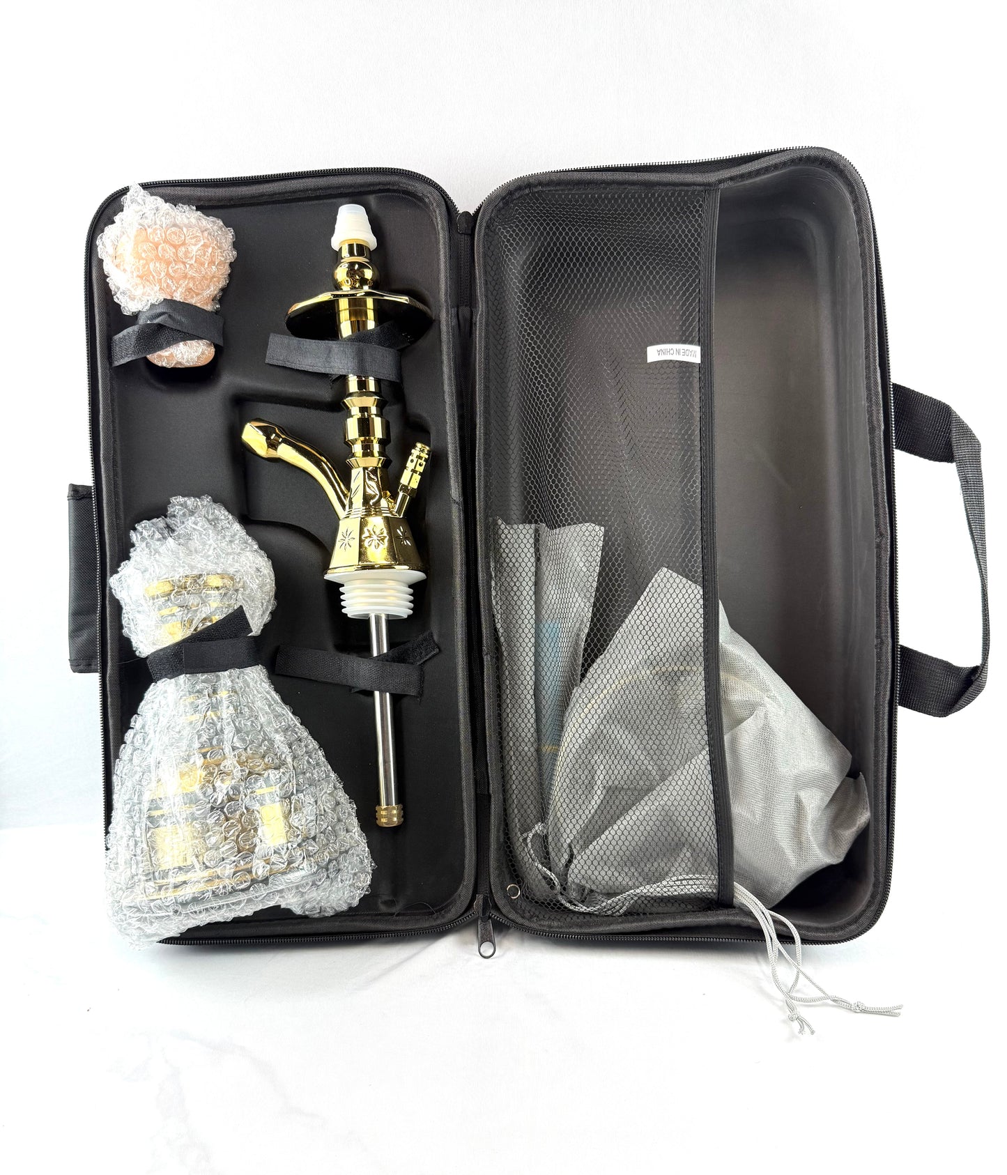 20" Mona Gold Plated Metal Engraved Single Hose Hookah