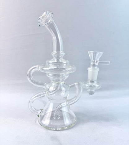 8" Clear Glass Recycler Dab Rig/Bong