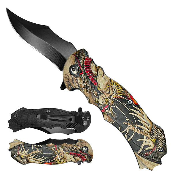 4" 4" Black Blade / Dragon Handle