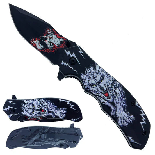 8"Silver Knife w/ plastic handle,belt clip