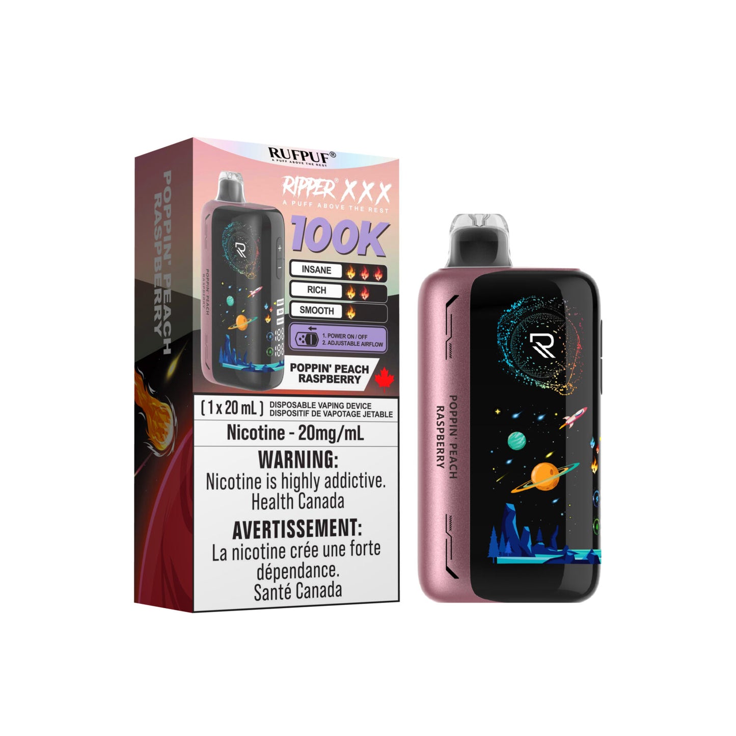 Ripper XXX – Poppin’ Peach Raspberry 100K