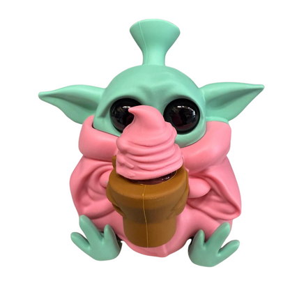 4.8'' Baby Yoda Silicone Water Pipe With Softy Ice cream