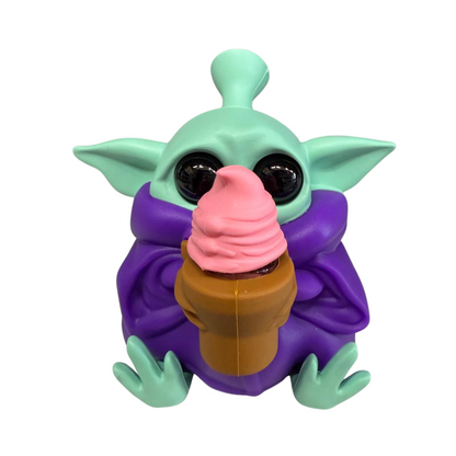 4.8'' Baby Yoda Silicone Water Pipe With Softy Ice cream