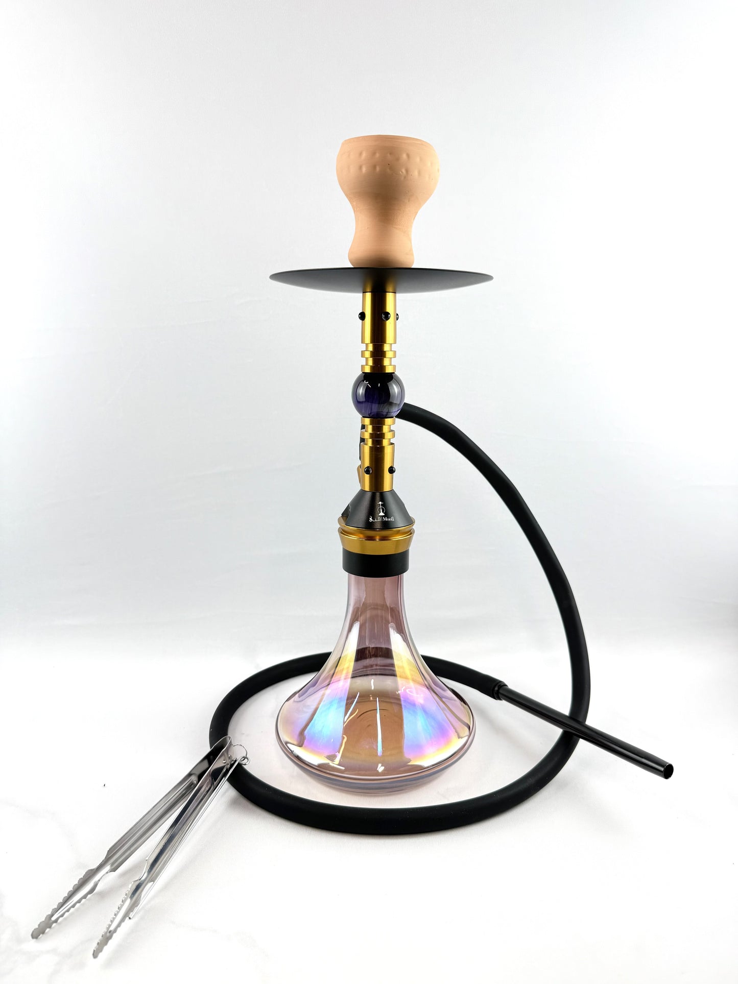 18" Mona Conical Assorted Base With Brass Plated Body Single Hose Hookah