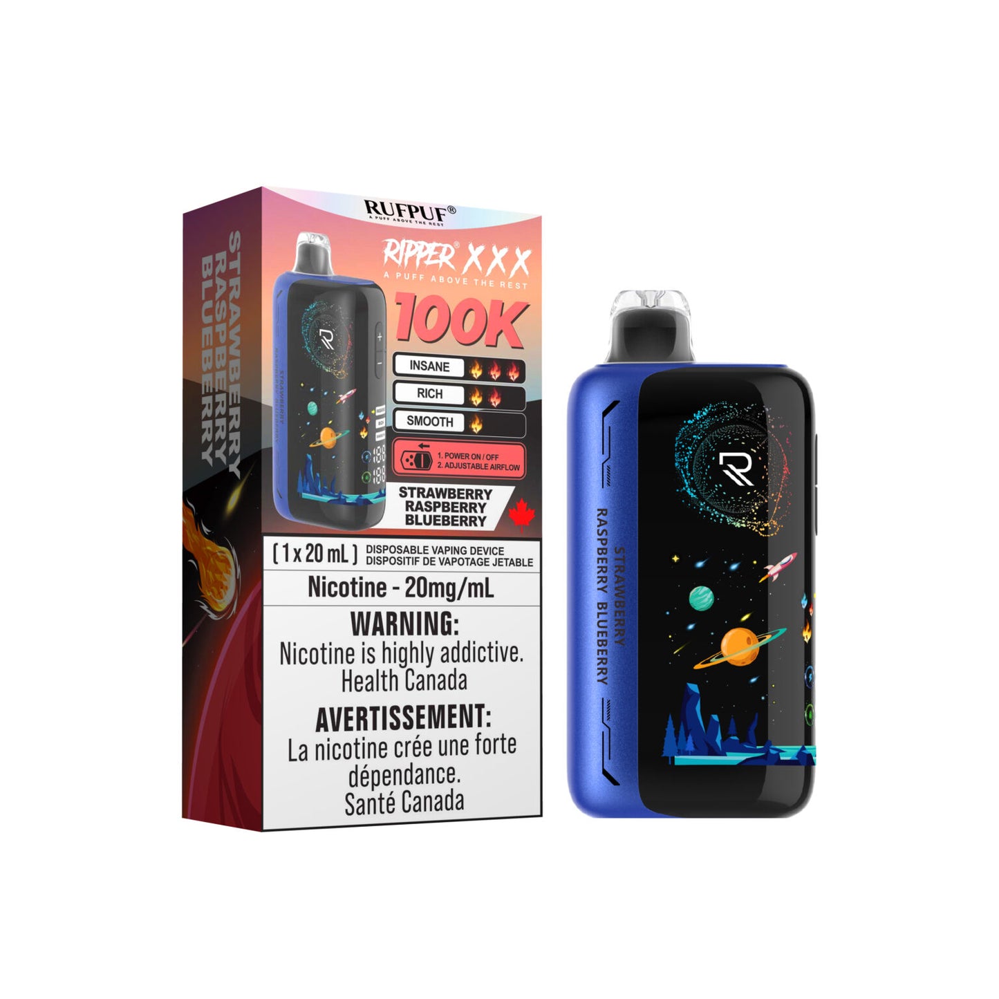 Ripper XXX – Strawberry Raspberry Blueberry 100K