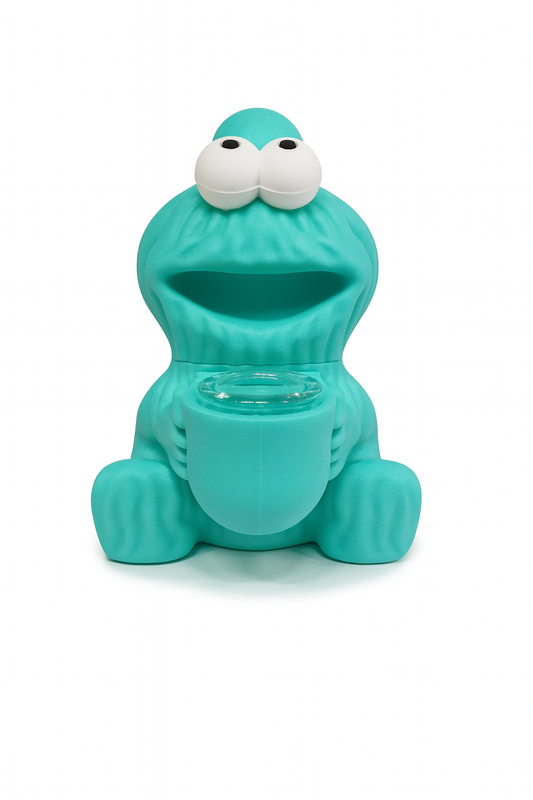4.5'' Cookie Monster Silicone Water Pipe with Glass Bowl