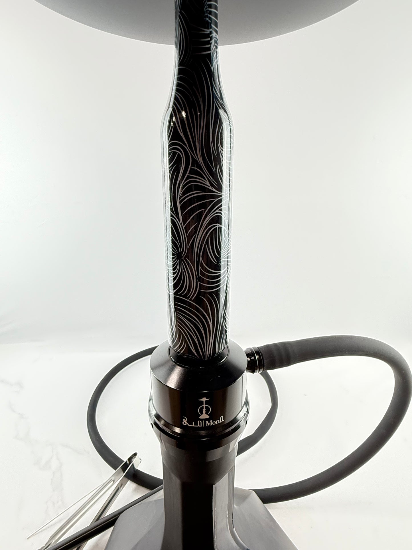 27" Mona Matt Black Spiral Base Single Hose Hookah