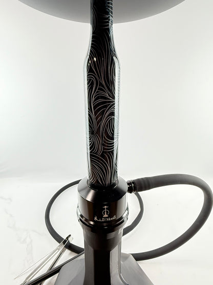 27" Mona Matt Black Spiral Base Single Hose Hookah
