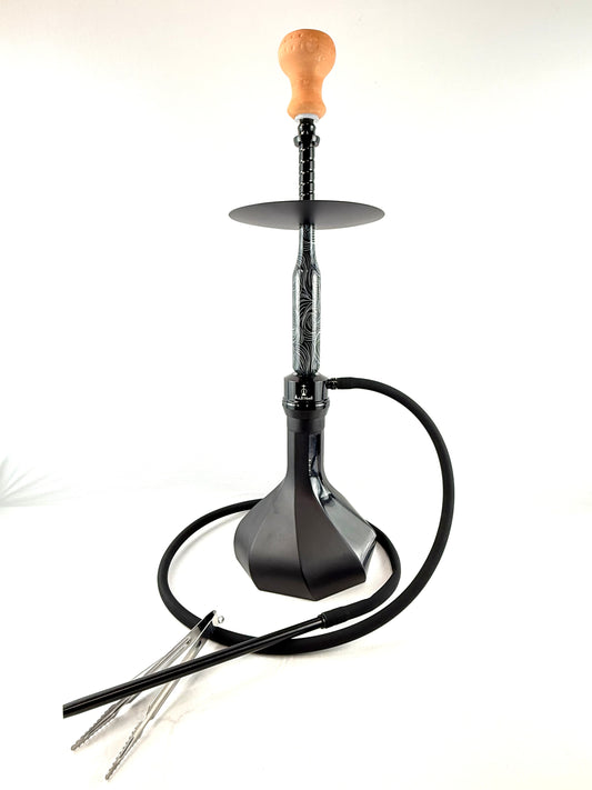 27" Mona Matt Black Spiral Base Single Hose Hookah