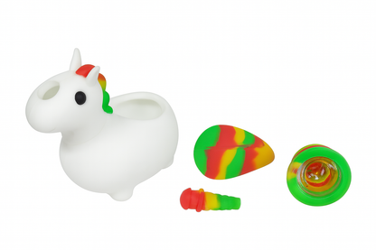Unicorn Water Pipe with Glass Bowl Glass Pipe Silicone Pipe 