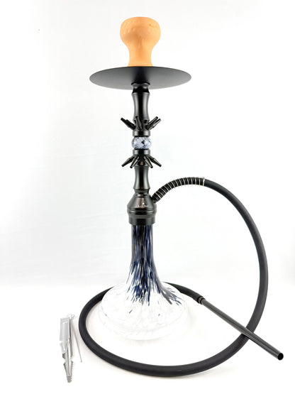 22" Mona MultiColor Tapered Glass Base Matt Black Body Single Hose Hookah
