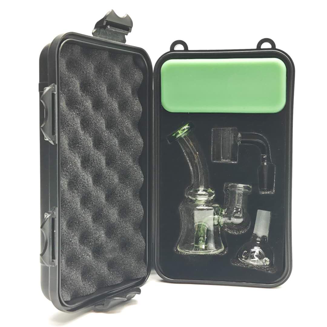 4" Glass Dab Rig Beaker travel set with slide bowl