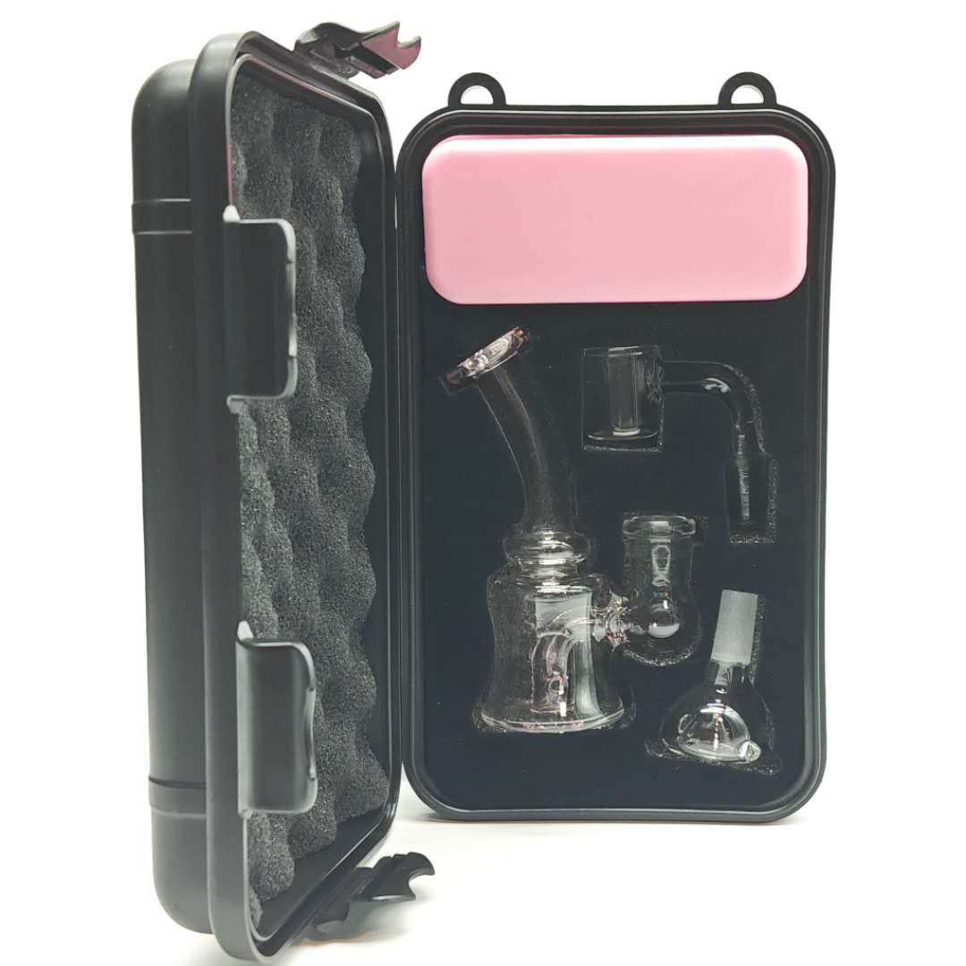 4" Glass Dab Rig Beaker travel set with slide bowl