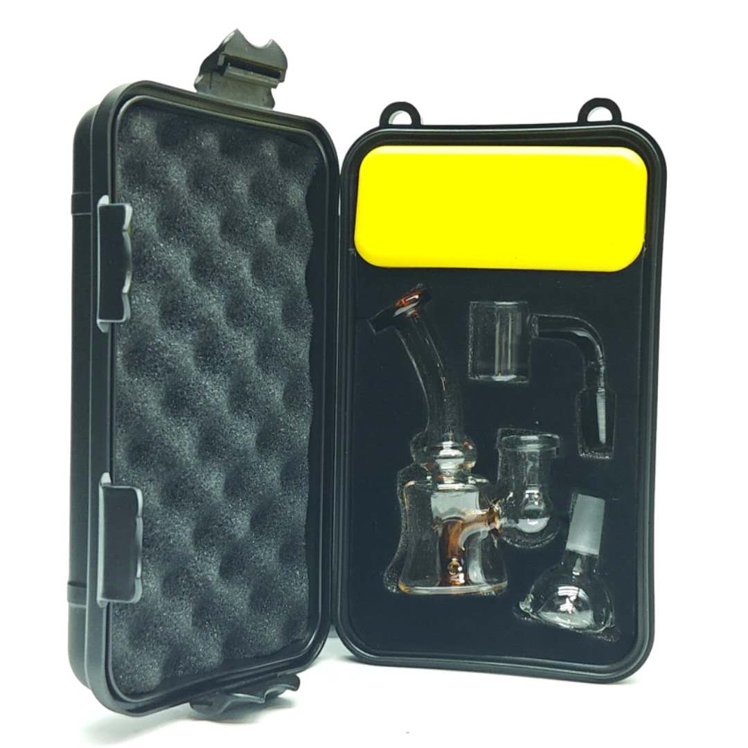 4" Glass Dab Rig Beaker travel set with slide bowl