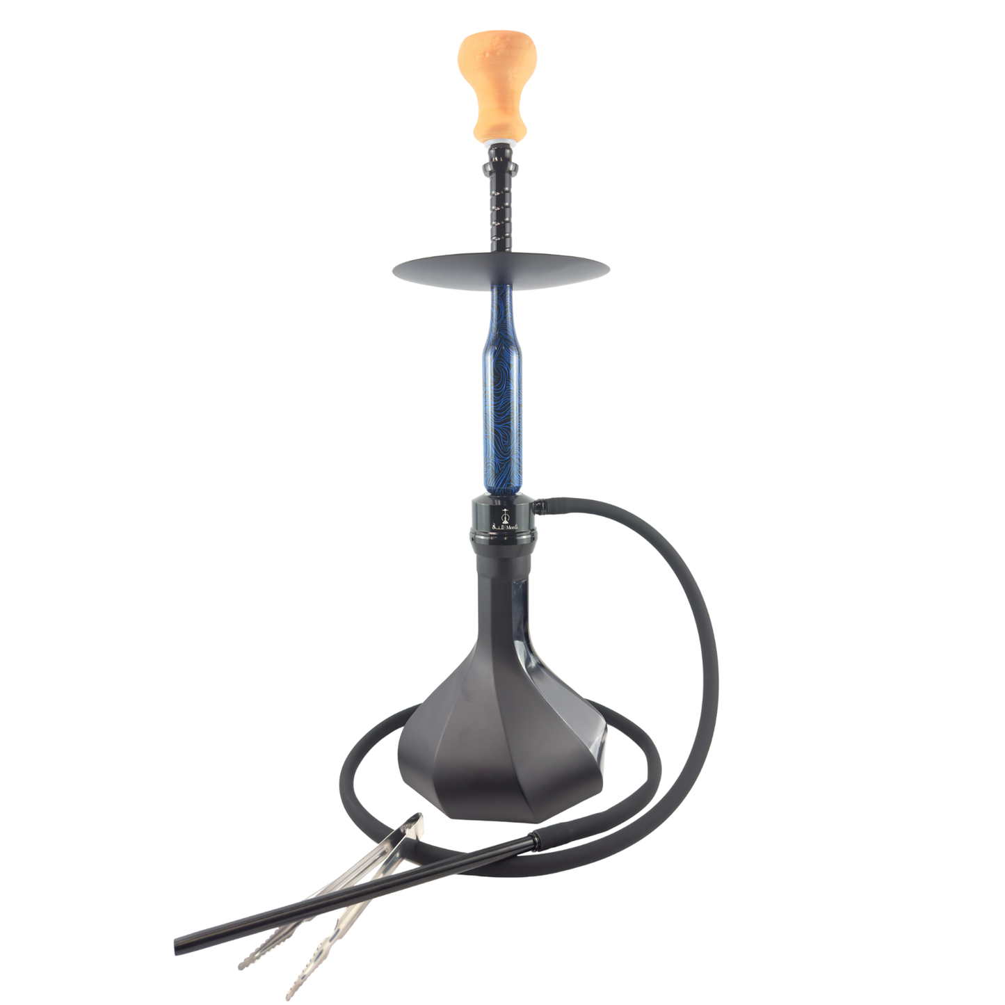 27" Mona Matt Black Spiral Base Single Hose Hookah