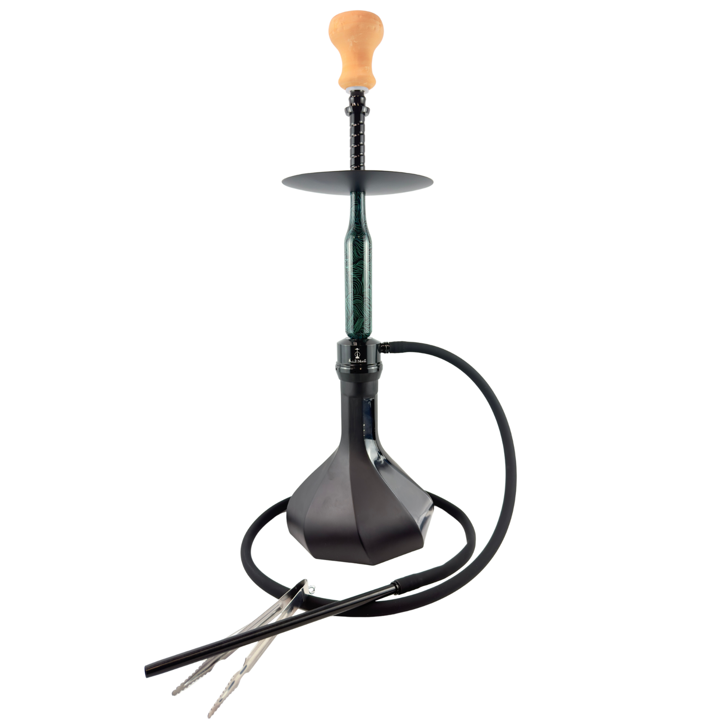27" Mona Matt Black Spiral Base Single Hose Hookah