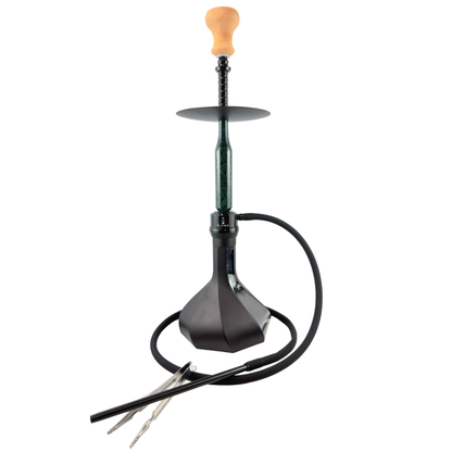 27" Mona Matt Black Spiral Base Single Hose Hookah