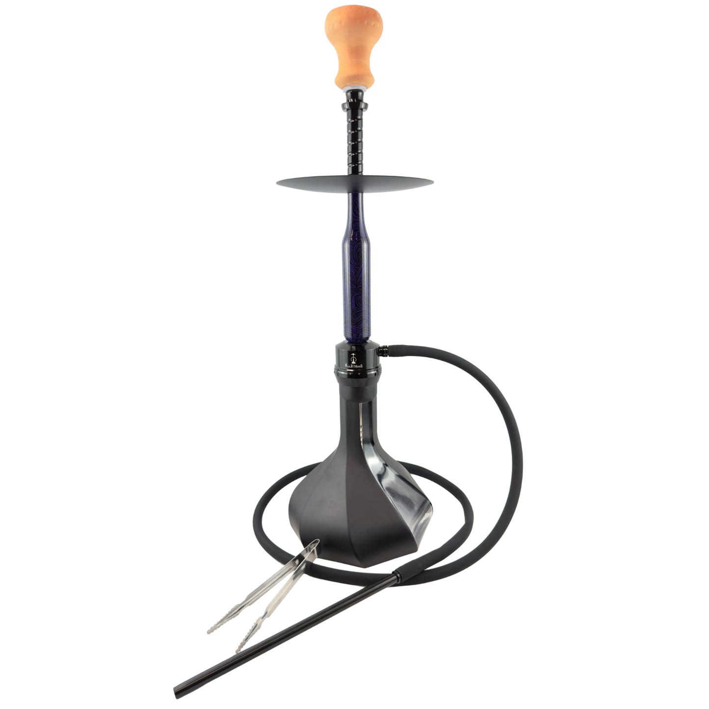 27" Mona Matt Black Spiral Base Single Hose Hookah