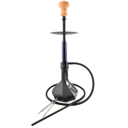 27" Mona Matt Black Spiral Base Single Hose Hookah
