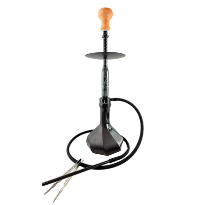 27" Mona Matt Black Spiral Base Single Hose Hookah