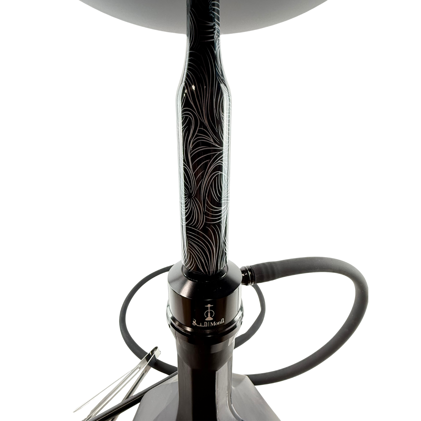 27" Mona Matt Black Spiral Base Single Hose Hookah
