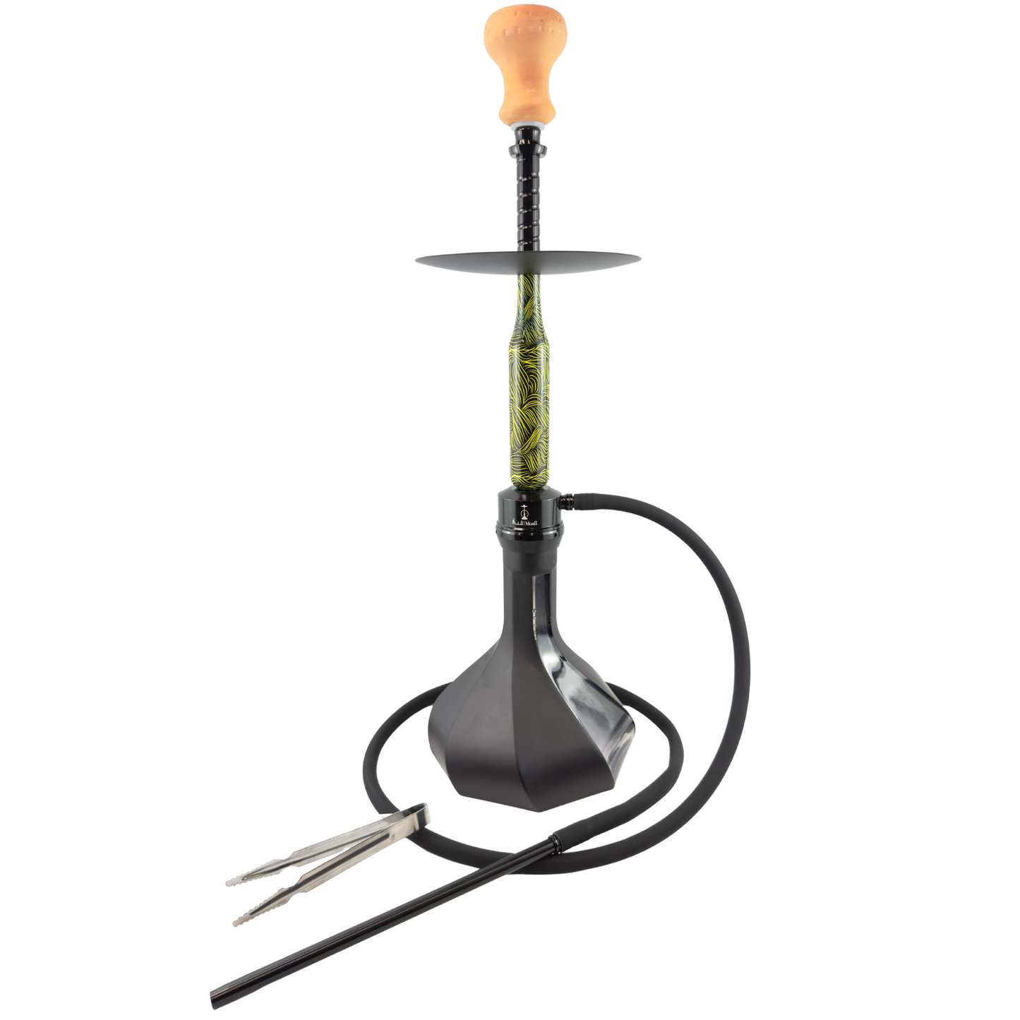 27" Mona Matt Black Spiral Base Single Hose Hookah