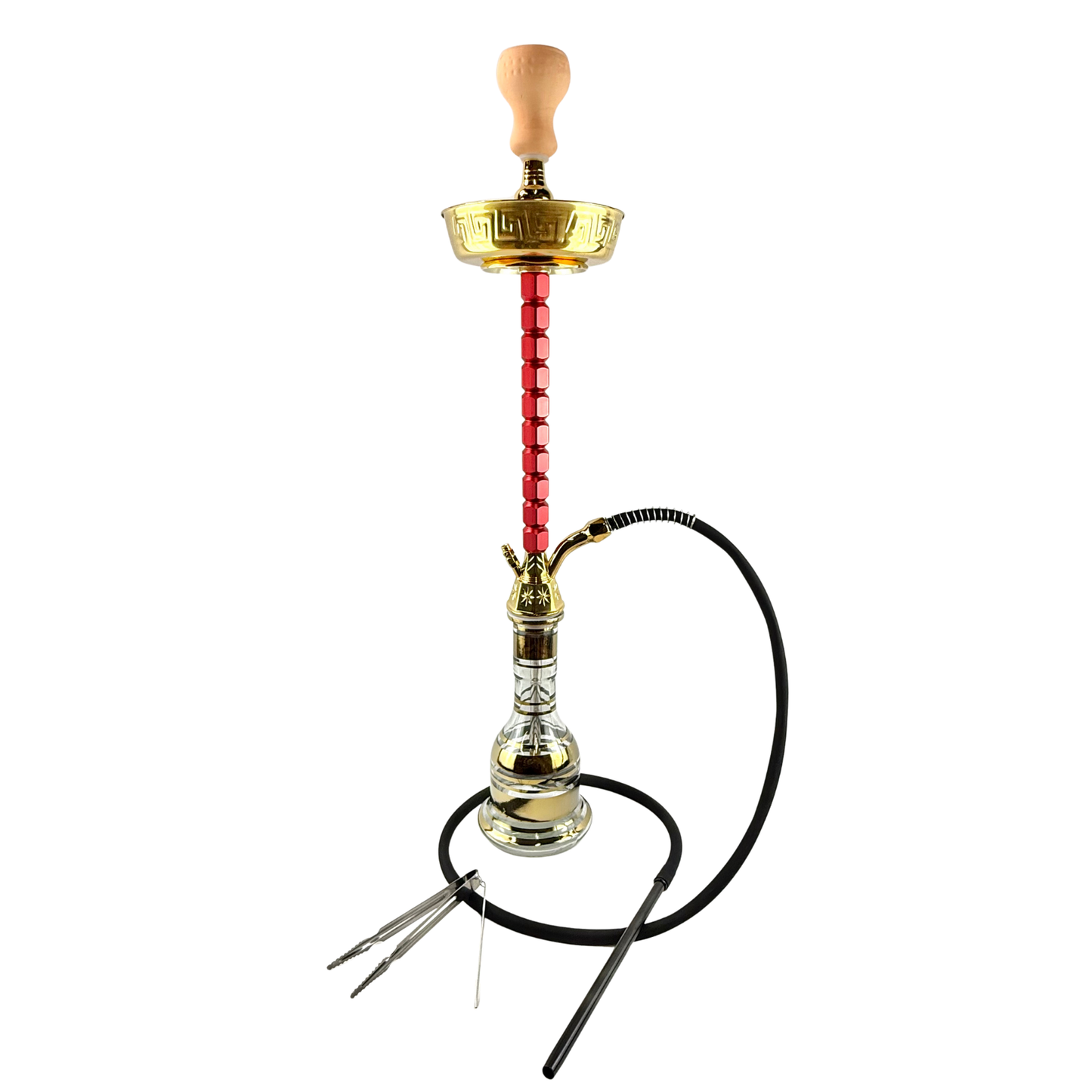 34" Mona Silver Plated Egyptian Base Single Hose Hookah