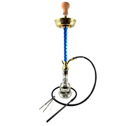 34" Mona Silver Plated Egyptian Base Single Hose Hookah