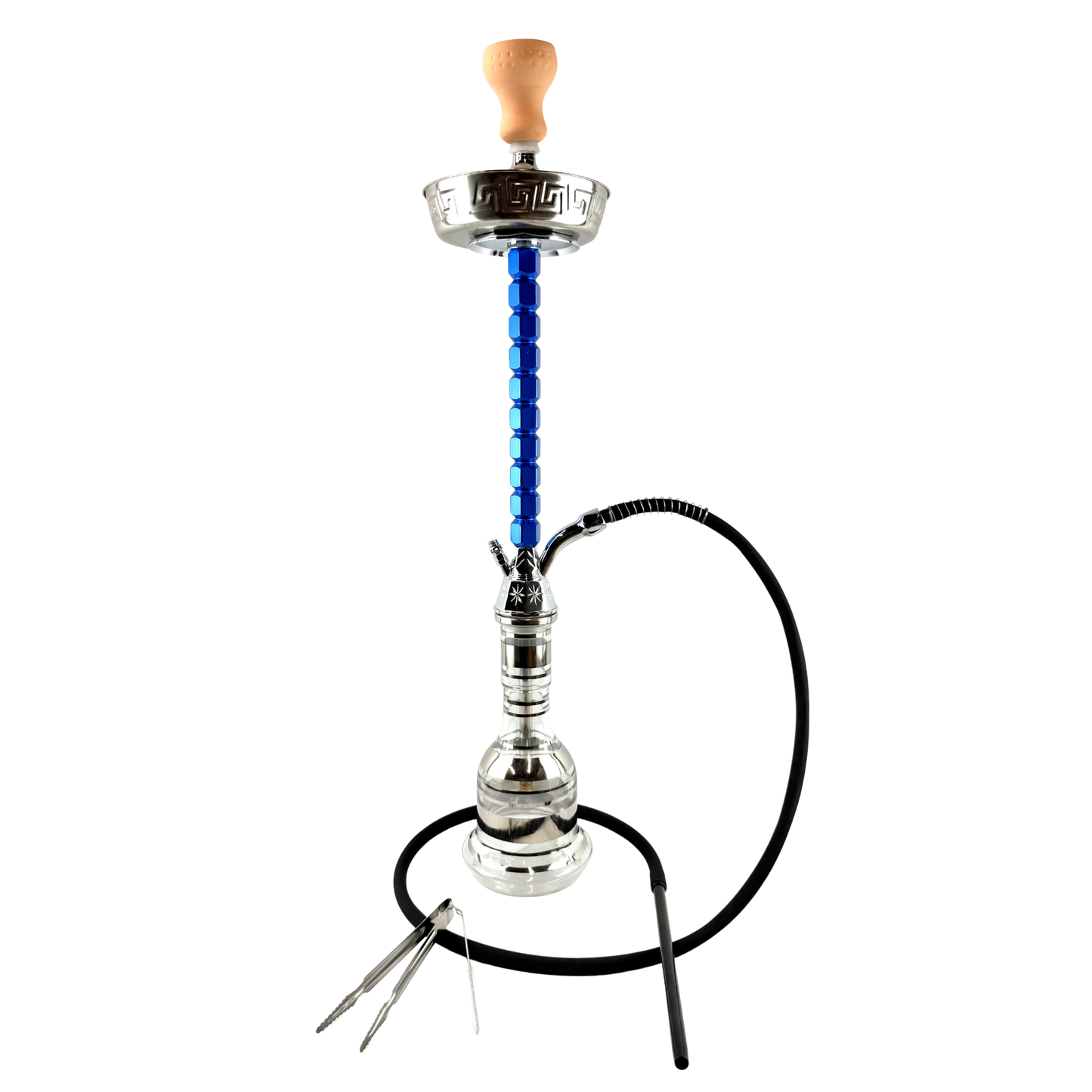 34" Mona Silver Plated Egyptian Base Single Hose Hookah