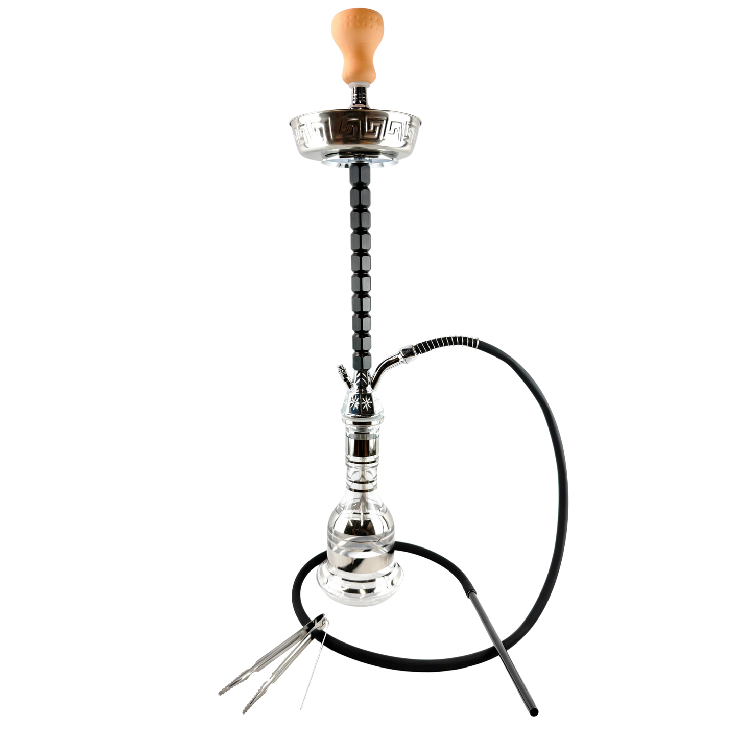 34" Mona Silver Plated Egyptian Base Single Hose Hookah