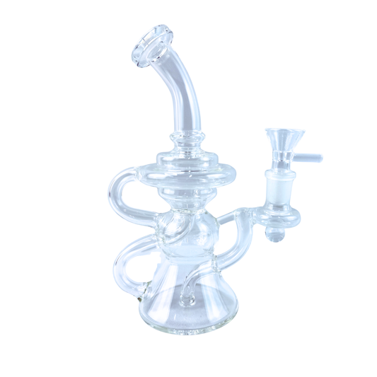8" Clear Glass Recycler Dab Rig/Bong
