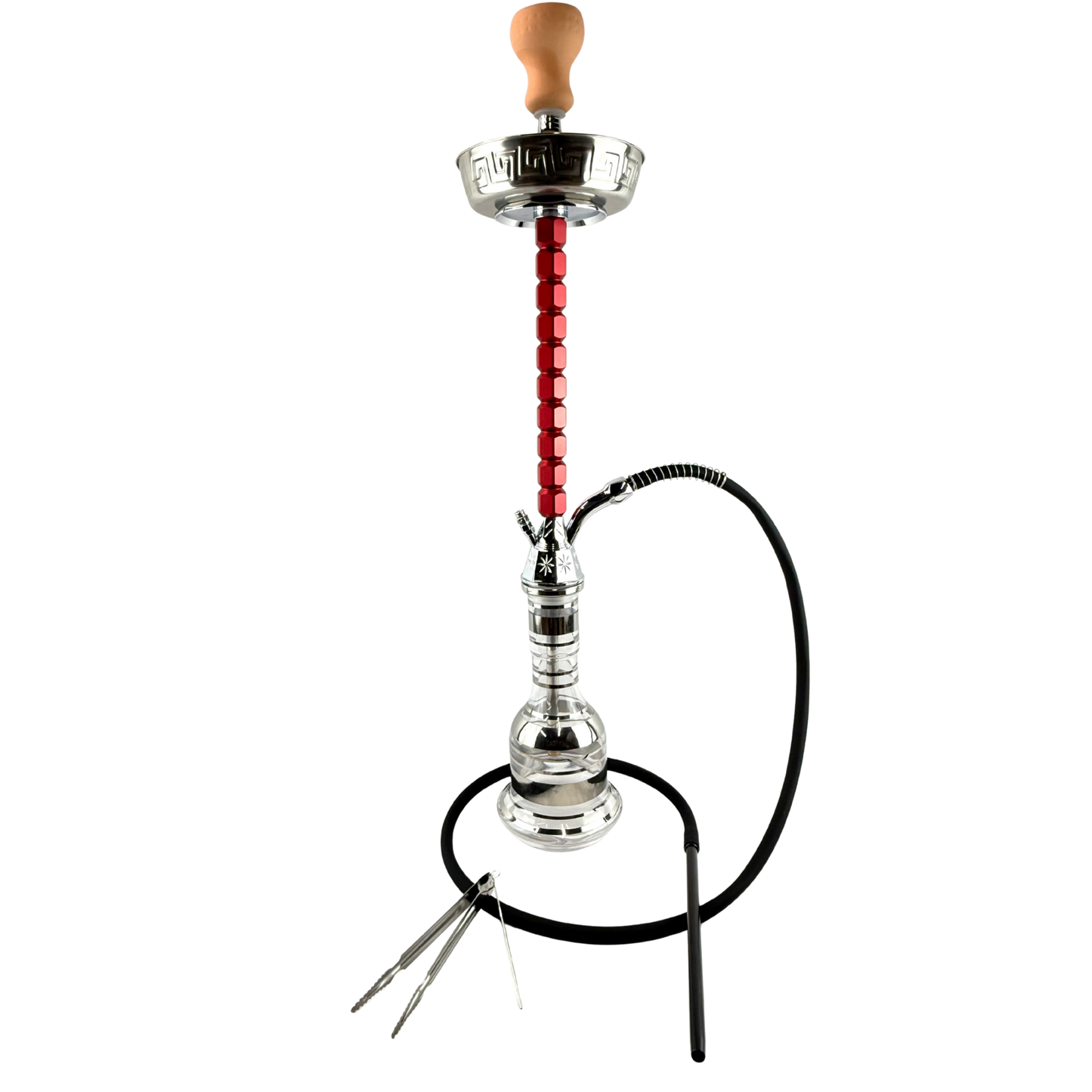 34" Mona Silver Plated Egyptian Base Single Hose Hookah