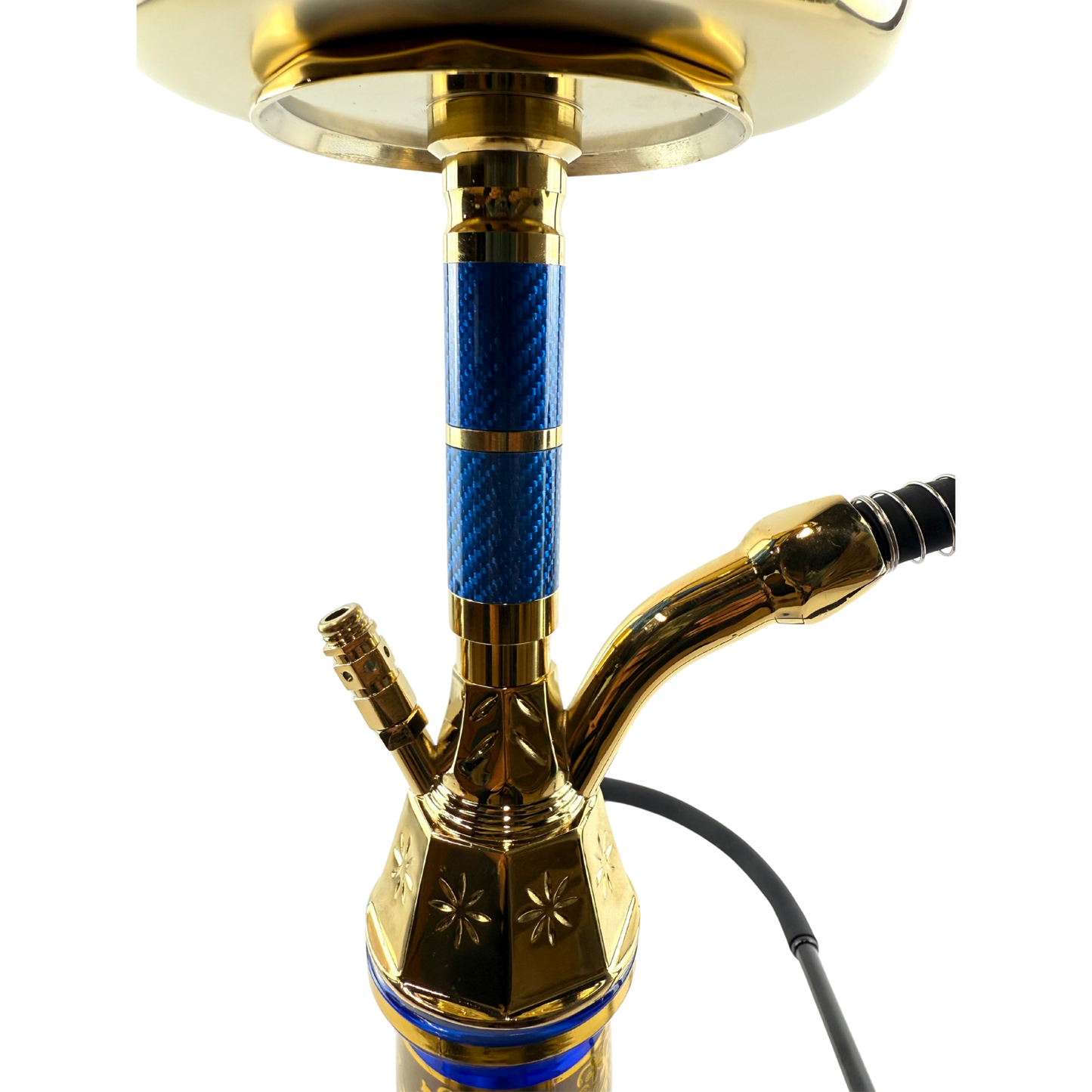 22" Mona Gold Plated Engraved Glass Base Egyptian Style Single Hose Hookah