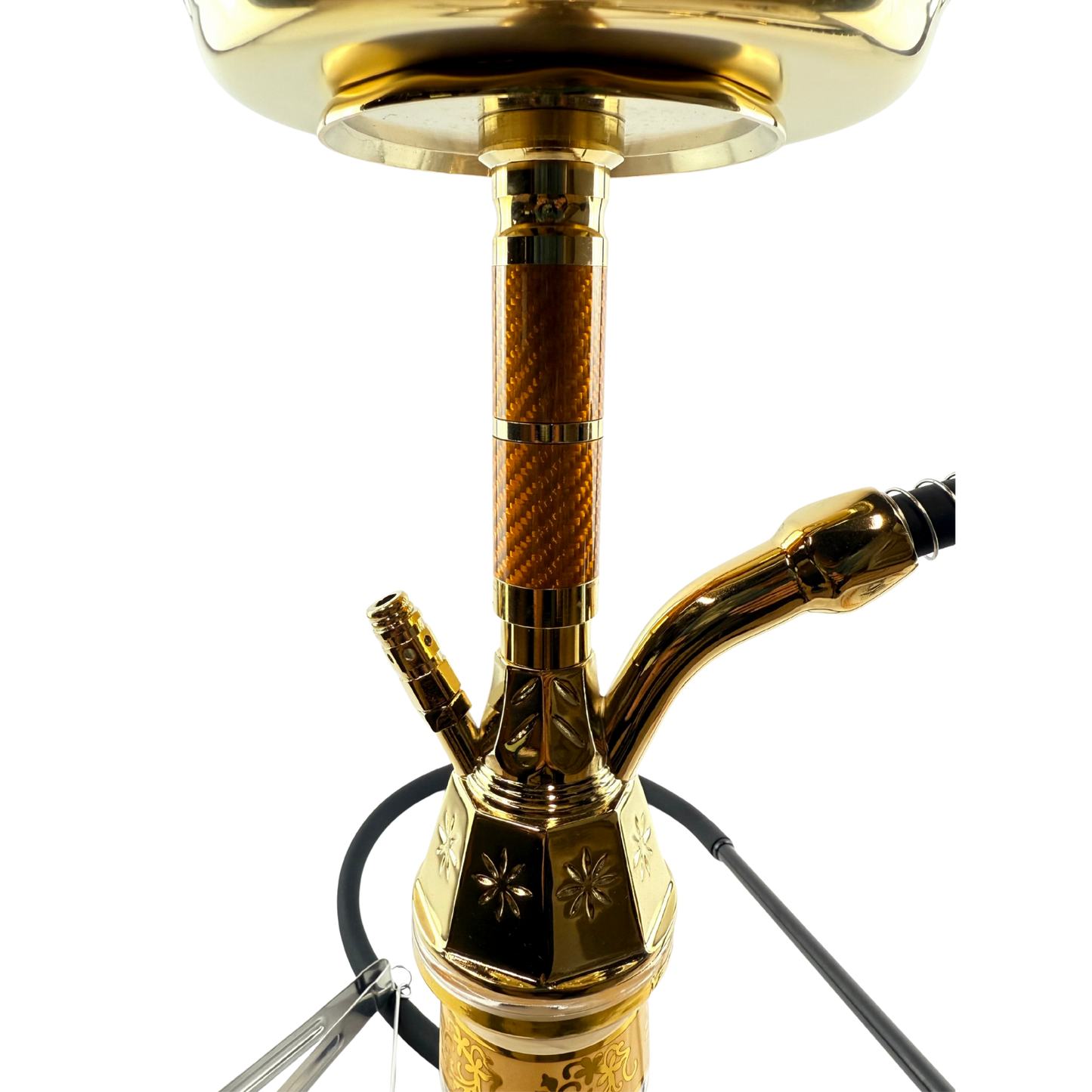 22" Mona Gold Plated Engraved Glass Base Egyptian Style Single Hose Hookah