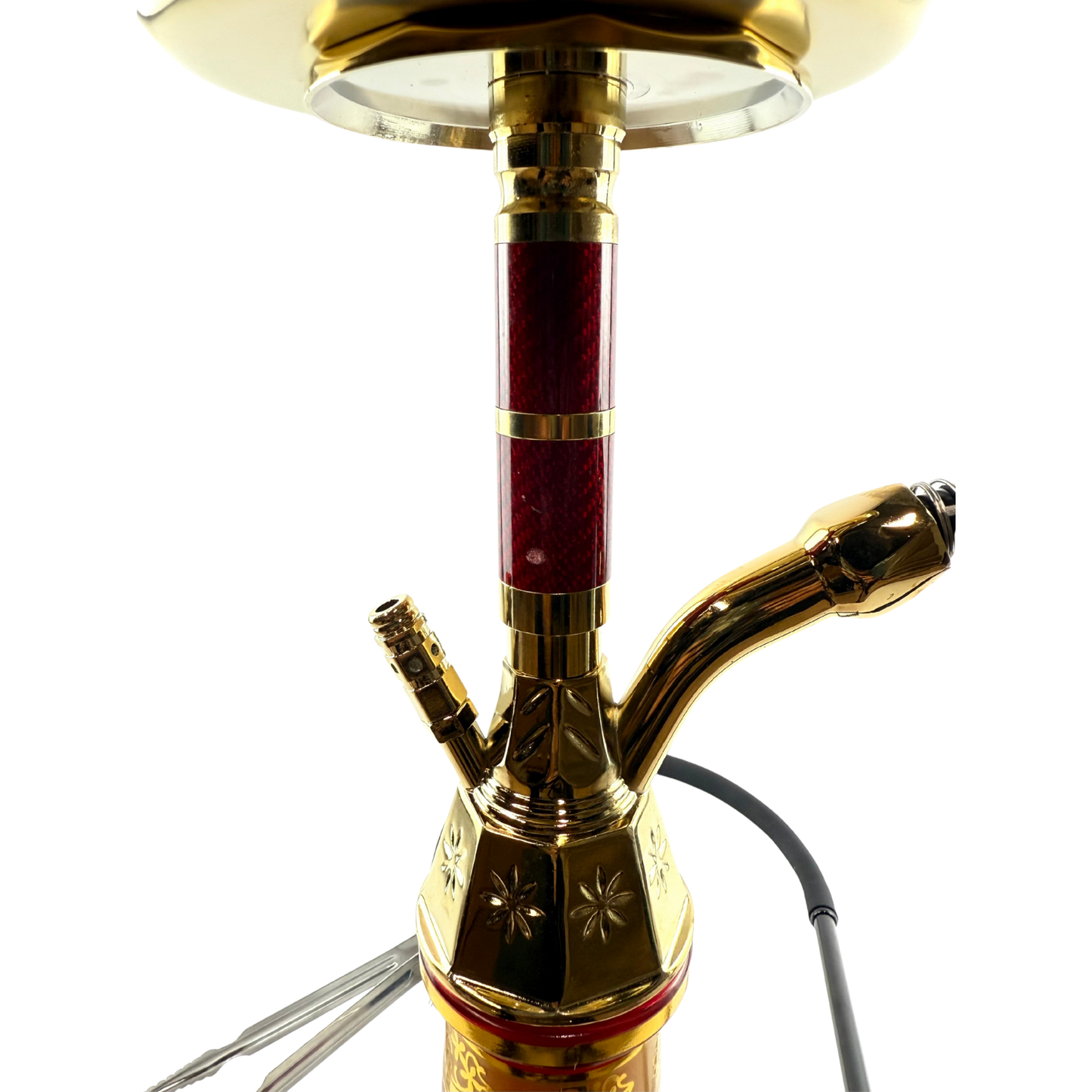 22" Mona Gold Plated Engraved Glass Base Egyptian Style Single Hose Hookah