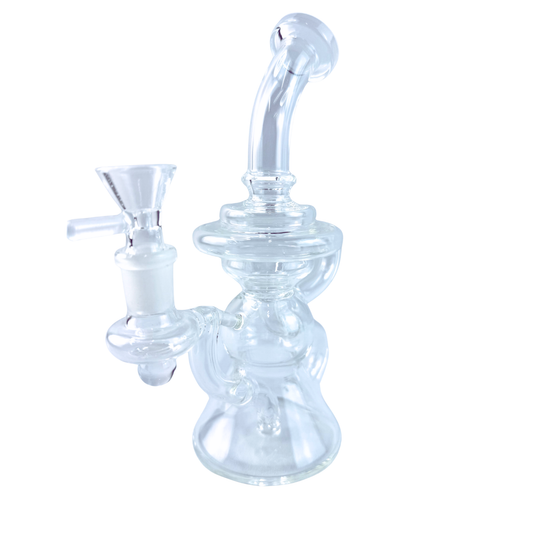 8" Clear Glass Recycler Dab Rig/Bong