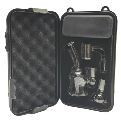 4" Glass Dab Rig Beaker travel set with slide bowl