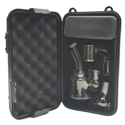 4" Glass Dab Rig Beaker travel set with slide bowl