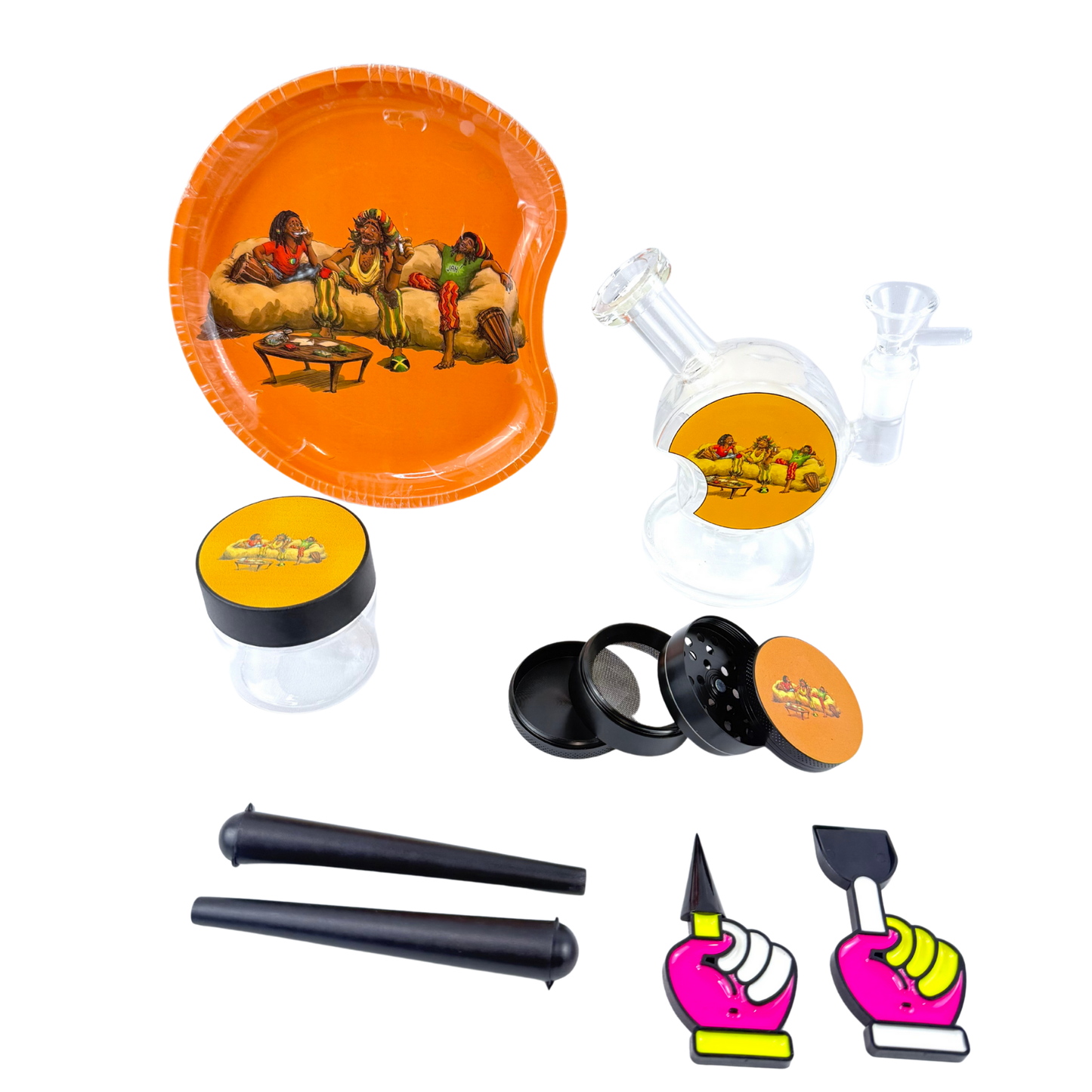 5" Glass Bong with Round Smoking Kit