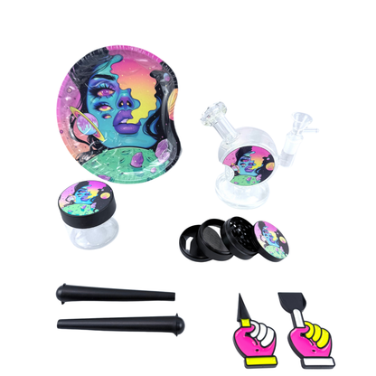 5" Glass Bong with Round Smoking Kit