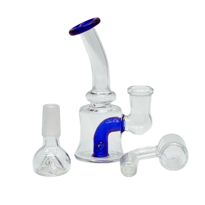4" Glass Dab Rig Beaker travel set with slide bowl