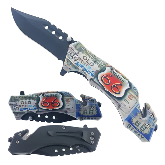 3" Black Blade / Route 66 Handle