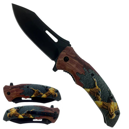 4" Black Blade 4.5" Plastic Wood Handle w/Scorpion Design